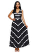 Sexy Black V Neck Cut out Back Printed Maxi Dress